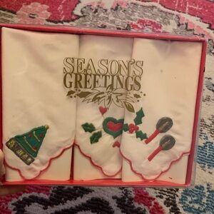 Vintage Festive Holiday hanky Set